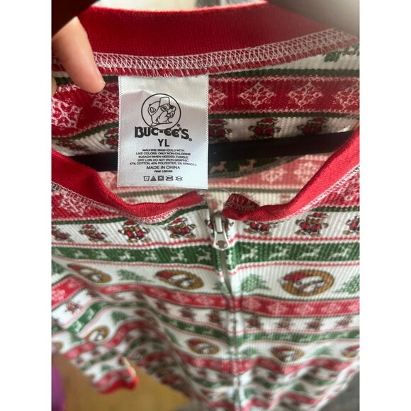 Buc-ee's Youth Beaver Inspired Striped Christmas One Piece Pajamas Size YL - Picture 2 of 7
